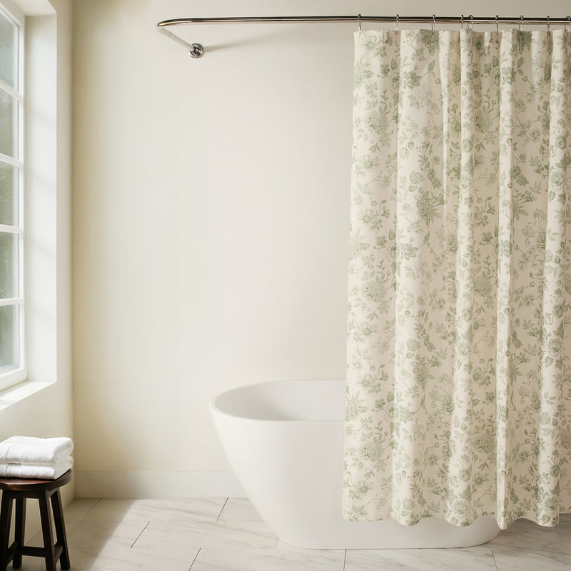 Vintage Floral Patterned Shower Curtain