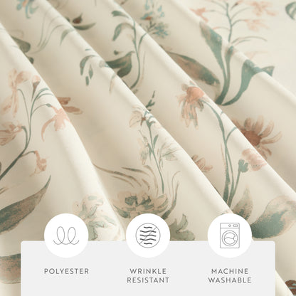 Painted Floral Patterned Shower Curtain