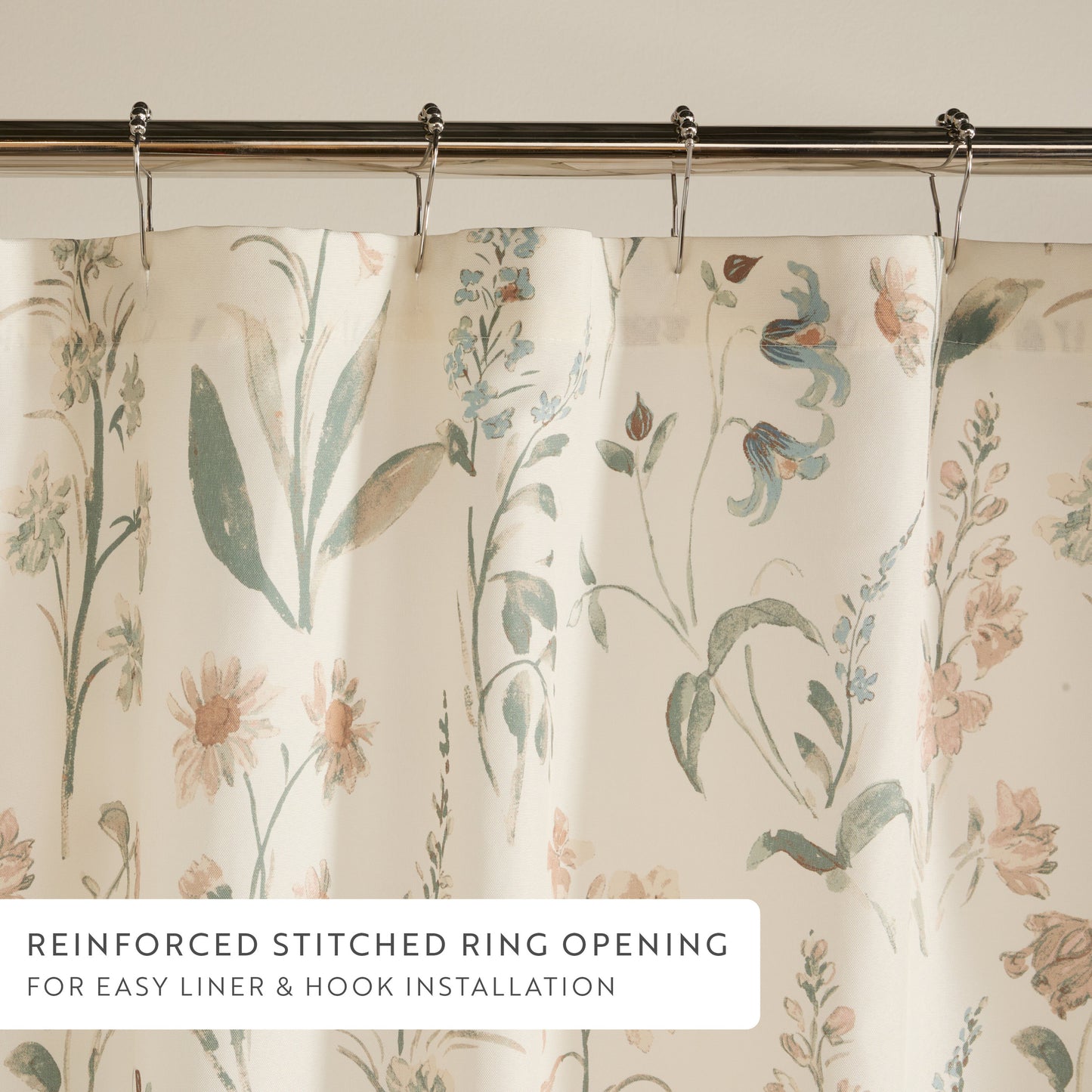 Painted Floral Patterned Shower Curtain