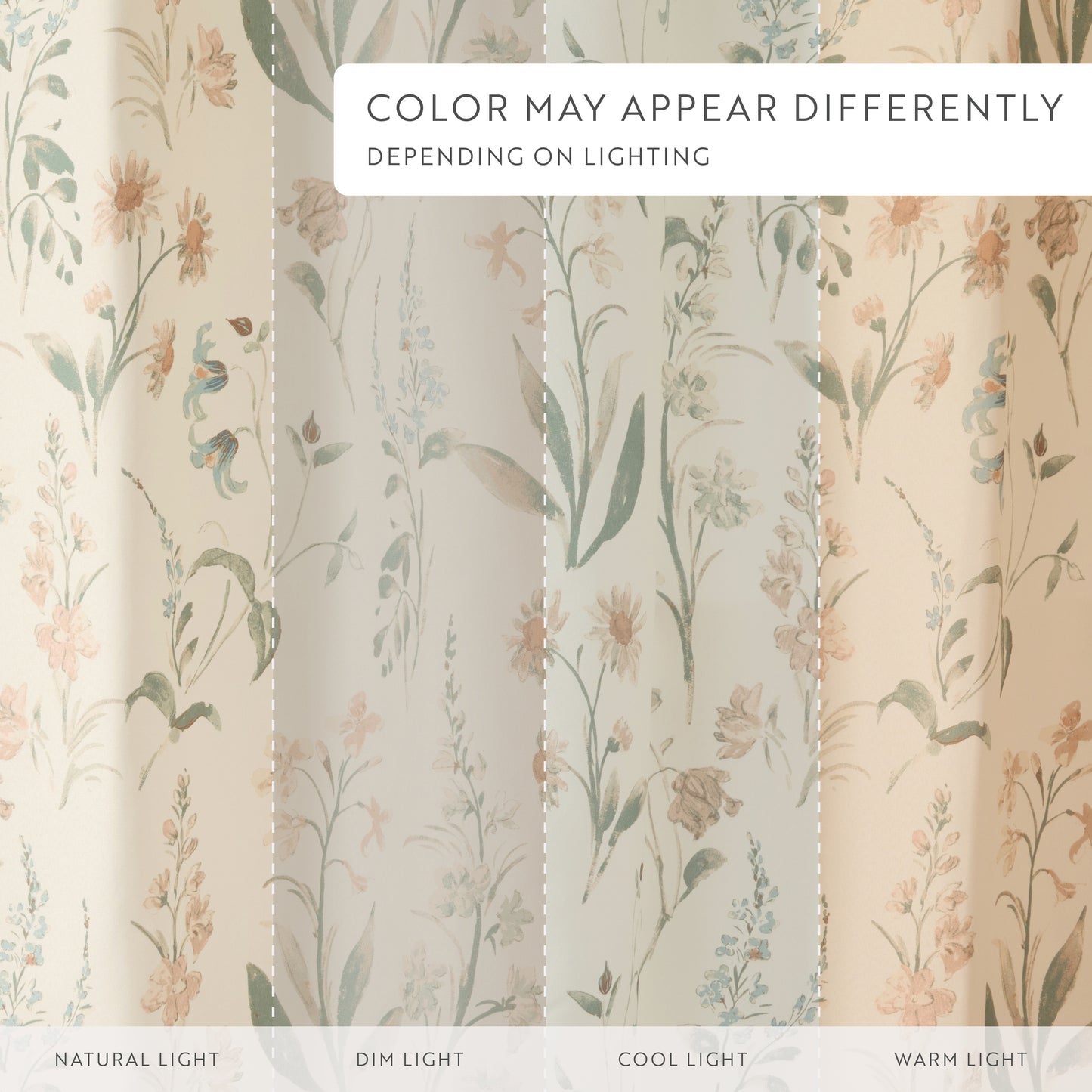 Painted Floral Patterned Shower Curtain