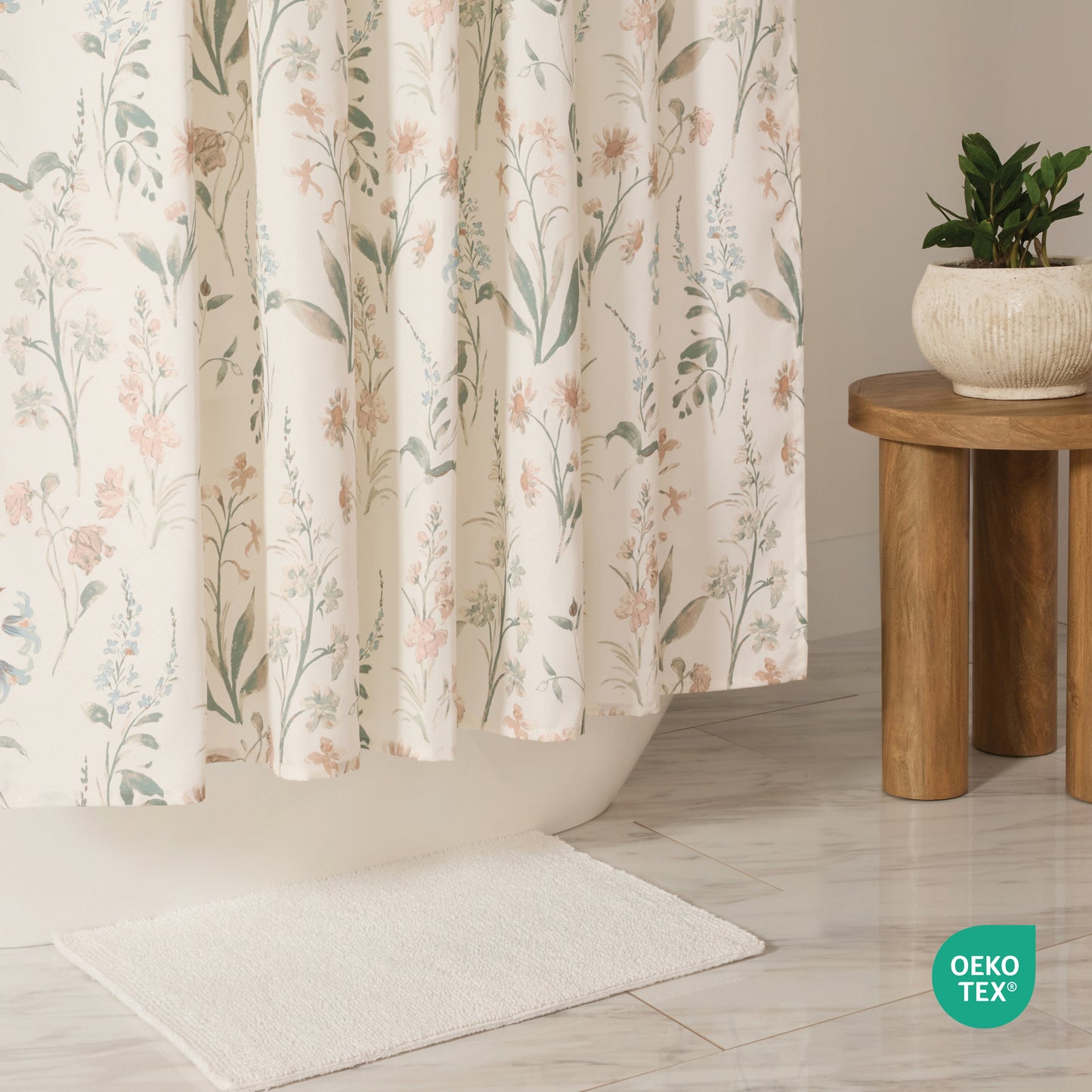 Painted Floral Patterned Shower Curtain