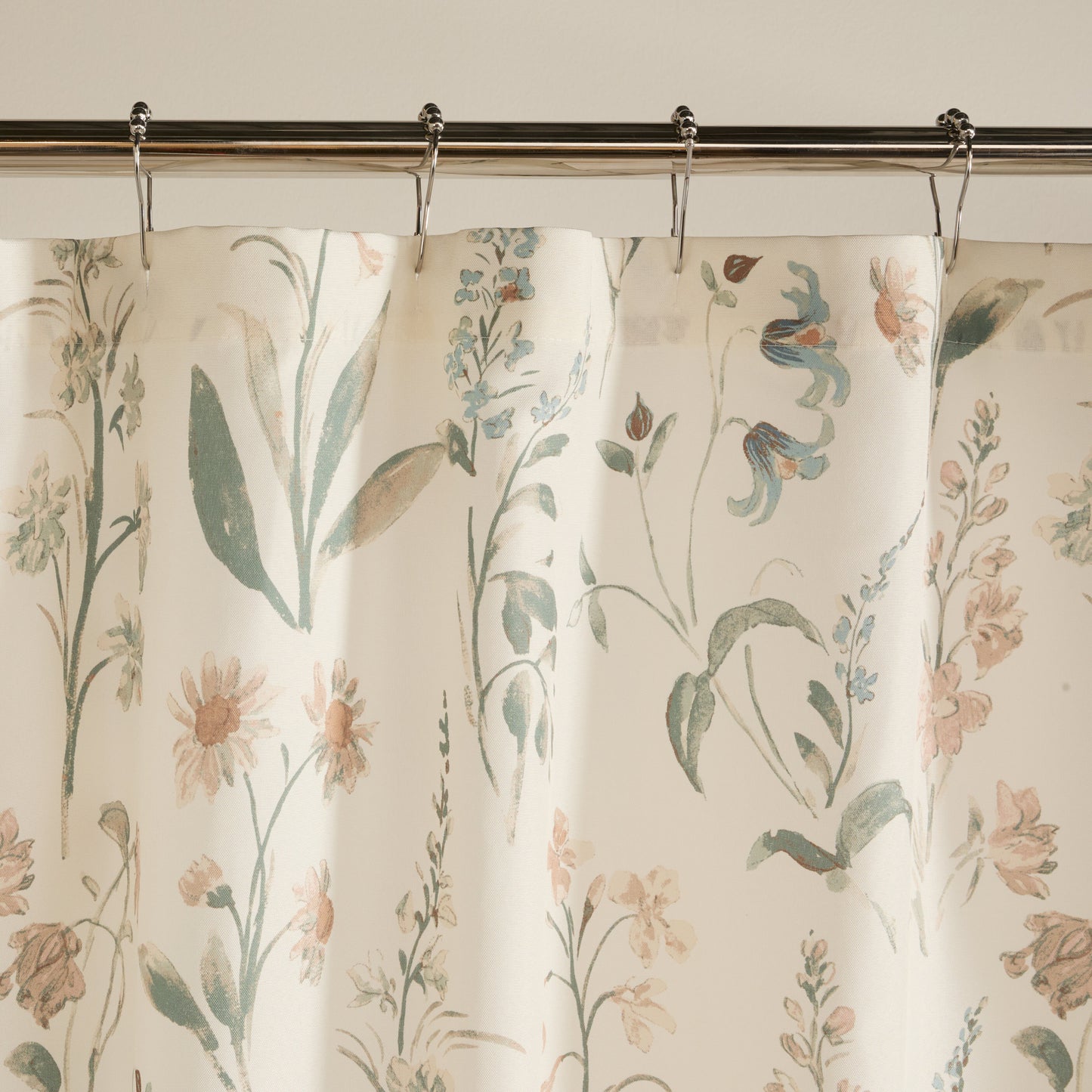 Painted Floral Patterned Shower Curtain
