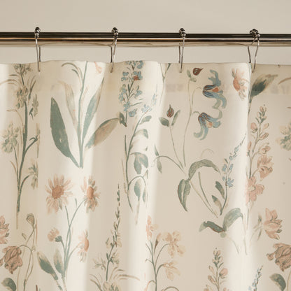 Painted Floral Patterned Shower Curtain