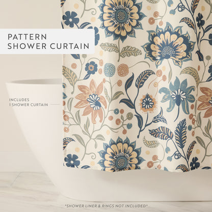 Sun Floral Patterned Shower Curtain