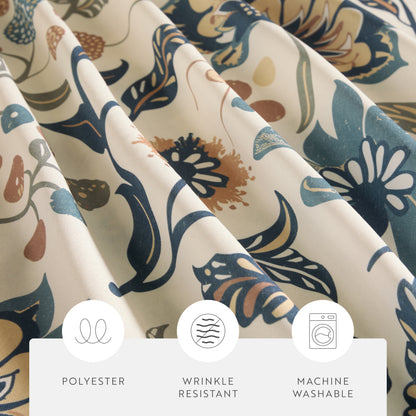 Sun Floral Patterned Shower Curtain