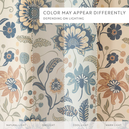 Sun Floral Patterned Shower Curtain