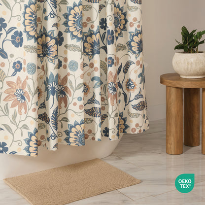 Sun Floral Patterned Shower Curtain