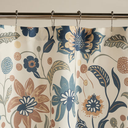 Sun Floral Patterned Shower Curtain