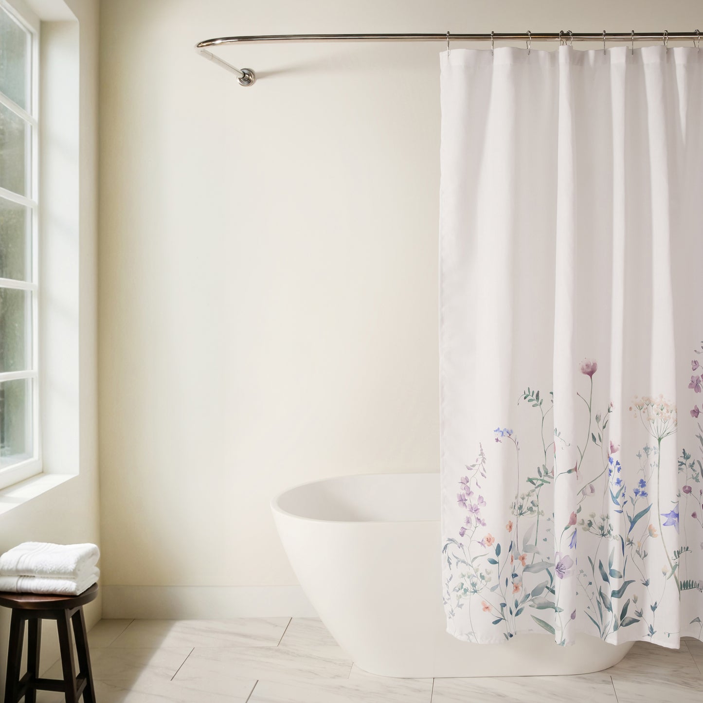 Wild Flowers Patterned Shower Curtain