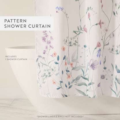 Wild Flowers Patterned Shower Curtain