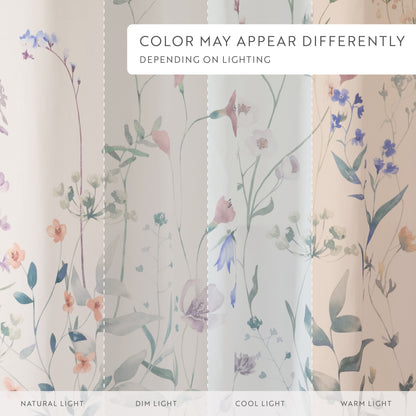 Wild Flowers Patterned Shower Curtain