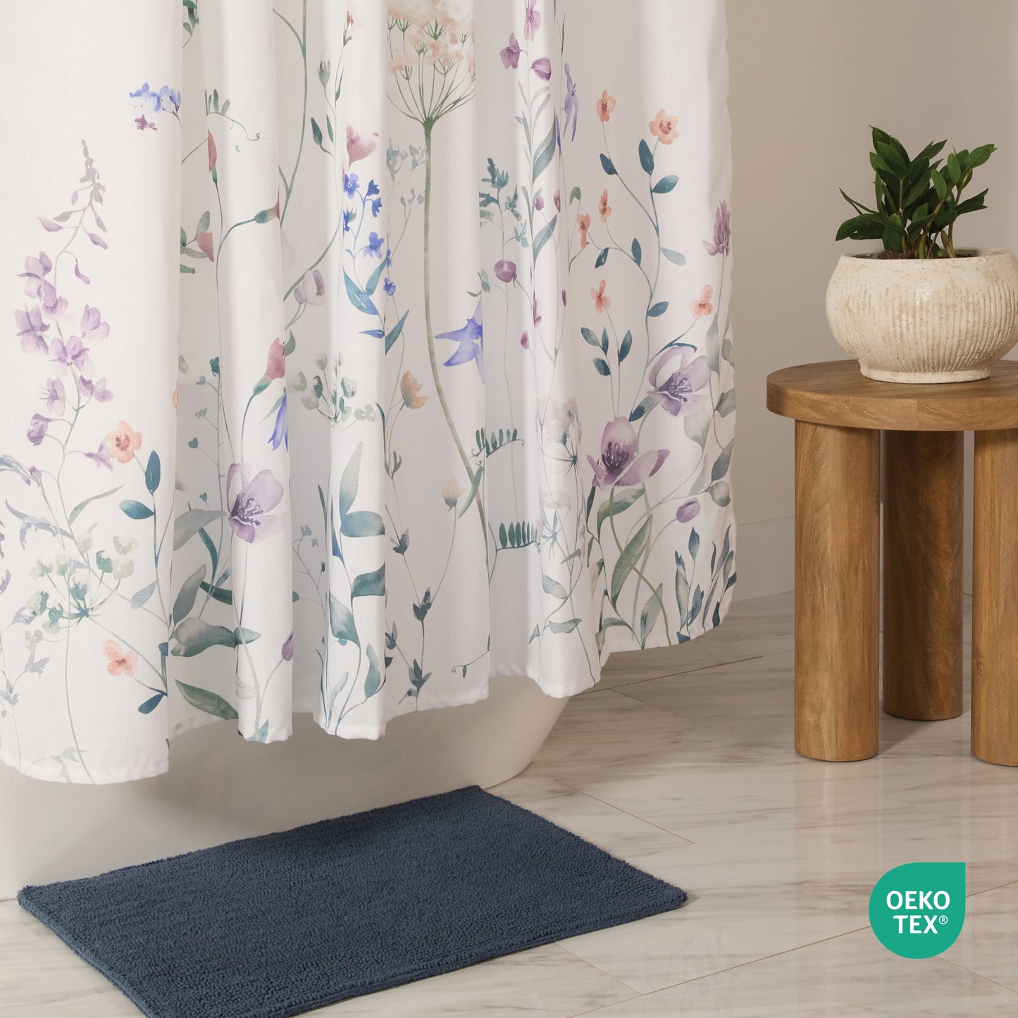 Wild Flowers Patterned Shower Curtain