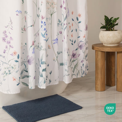 Wild Flowers Patterned Shower Curtain