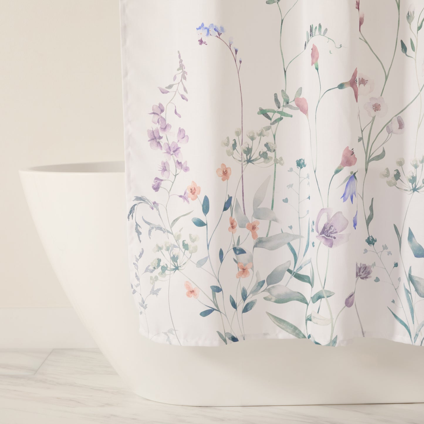 Wild Flowers Patterned Shower Curtain