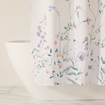 Wild Flowers Patterned Shower Curtain