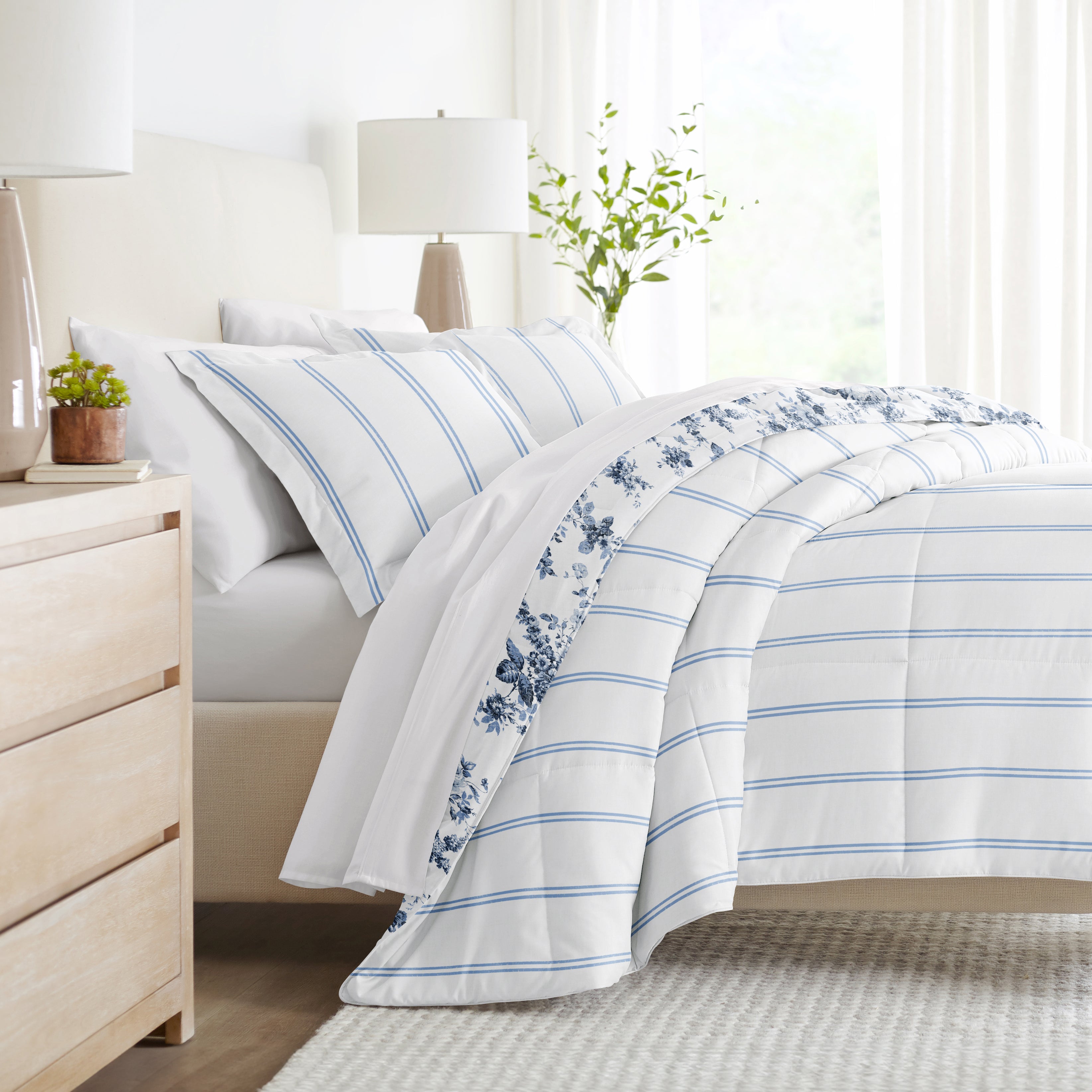 Buy Cabbage Rose Reversible Down-Alternative Comforter Set | LINENS & HUTCH