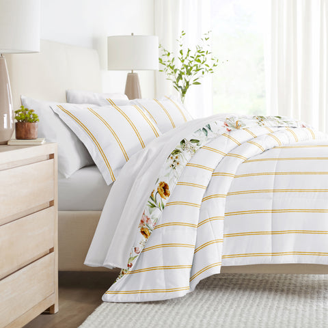 Reversible Floral Print Comforter Set