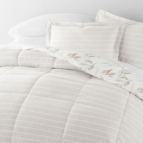 Foliage Stripe Reversible Down-Alternative Comforter Set