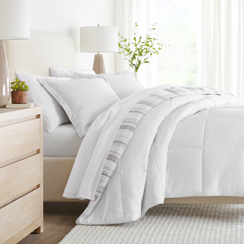 Dune, Vertical Stripe Reversible Down-Alternative Comforter Set