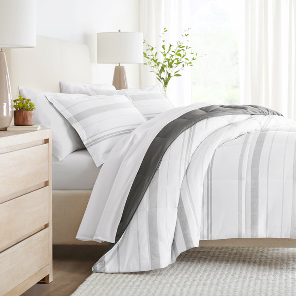 Buy Stitched Stripe Reversible Down-Alternative Comforter Set