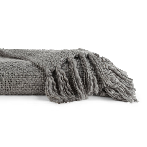 Gray, Slub-Yarn Throw Blanket