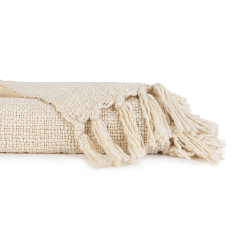 Natural, Slub-Yarn Throw Blanket