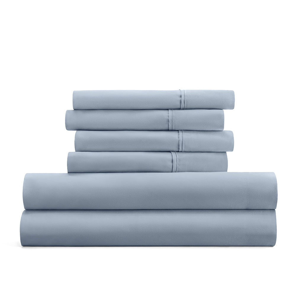 Sleeptone 6pc Twin Size Sheet Set, Brushed Microfiber, Ice Blue