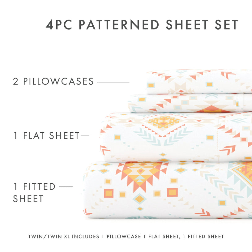 Aztec Dreams Pattern 4-Piece Sheet Set - Sale