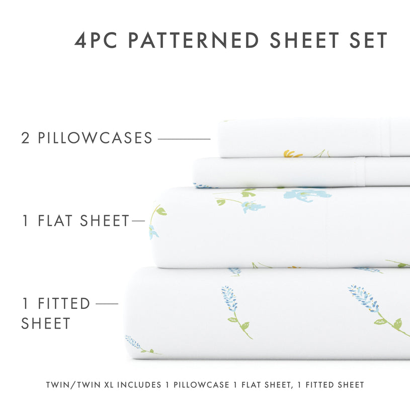 Bluebirds Pattern 4-Piece Sheet Set - Sale
