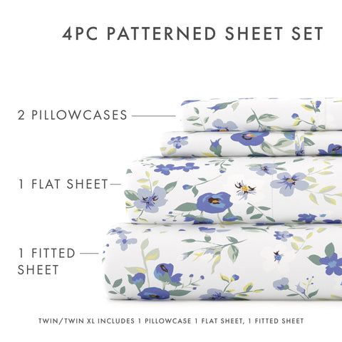 Blossoms Pattern 4-Piece Sheet Set