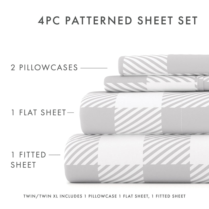 Country Plaid Pattern 4-Piece Sheet Set