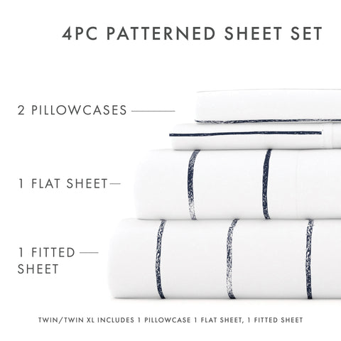 Distressed Field Stripe Pattern 4-Piece Sheet Set