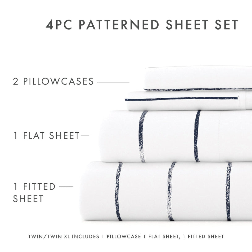Distressed Field Stripe Pattern 4-Piece Sheet Set - Sale