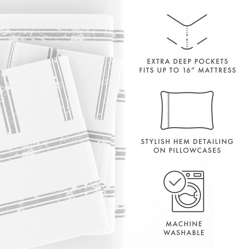 Distressed Line Pattern 4-Piece Sheet Set - Sale