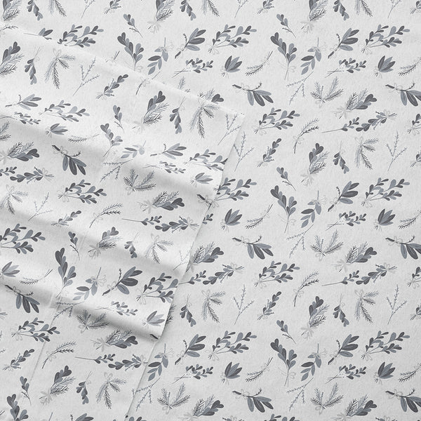 Light Gray, Botanical 4-Piece Flannel Sheet Set, C3A Image 600px alternate image
