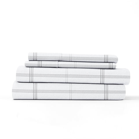 Gray, Checkered 4-Piece Flannel Sheet Set, ALT4 Image