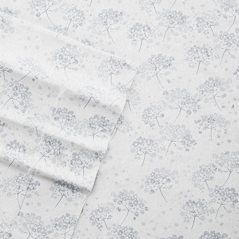 Light Blue, Flower Bunch 4-Piece Flannel Sheet Set, C3A Image