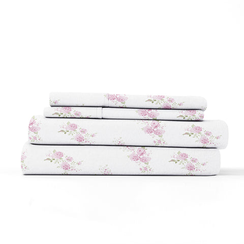 Pink, Rose Bunch 4-Piece Flannel Sheet Set, ALT4 Image