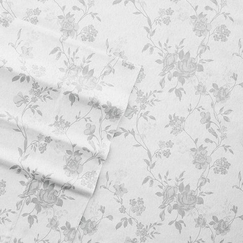 Gray, Sylvan Rose 4-Piece Flannel Sheet Set, C3A Image