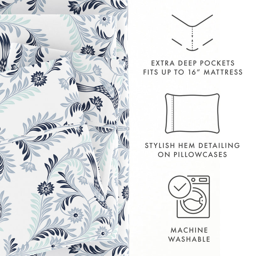 Garden Estate Pattern 4-Piece Sheet Set - Sale