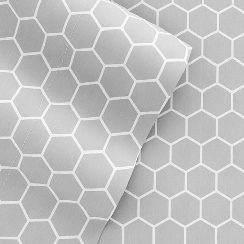 Light Gray, Honeycomb Pattern 4-Piece Sheet Set