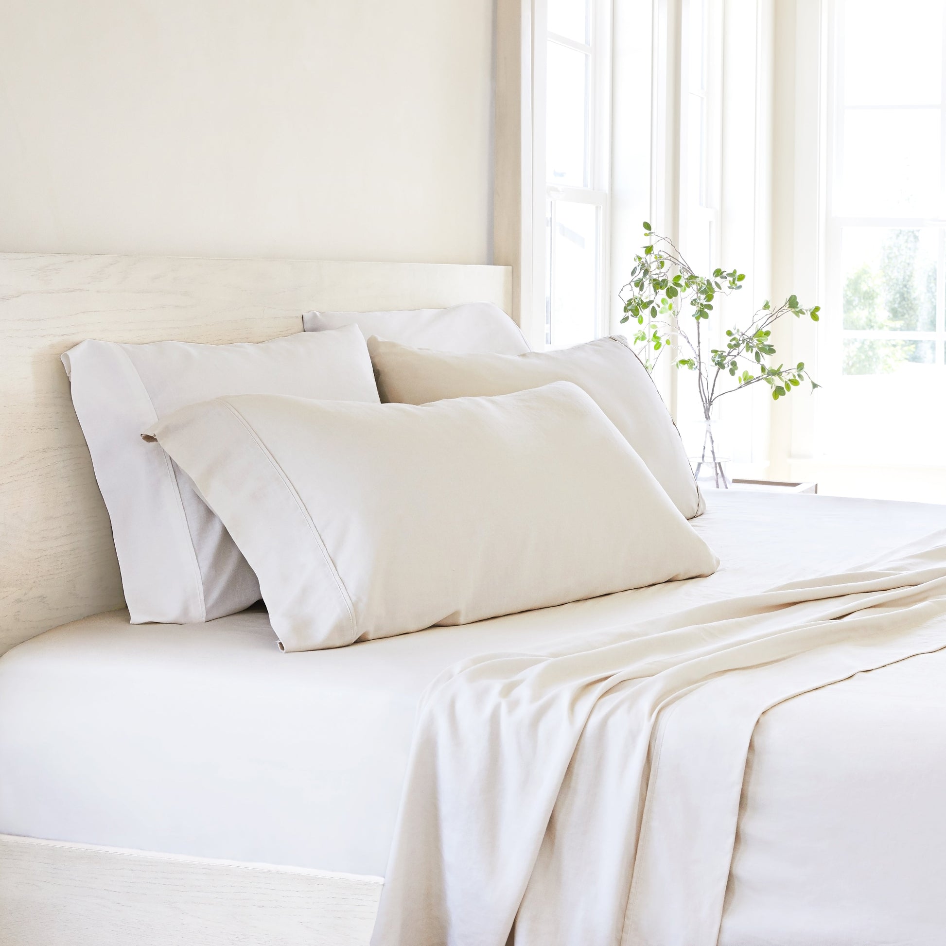 Natural, 4-Piece Linen Bamboo Blend Sheet Set