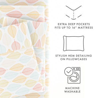Leaf Pattern 4-Piece Sheet Set - Sale - Linens And Hutch