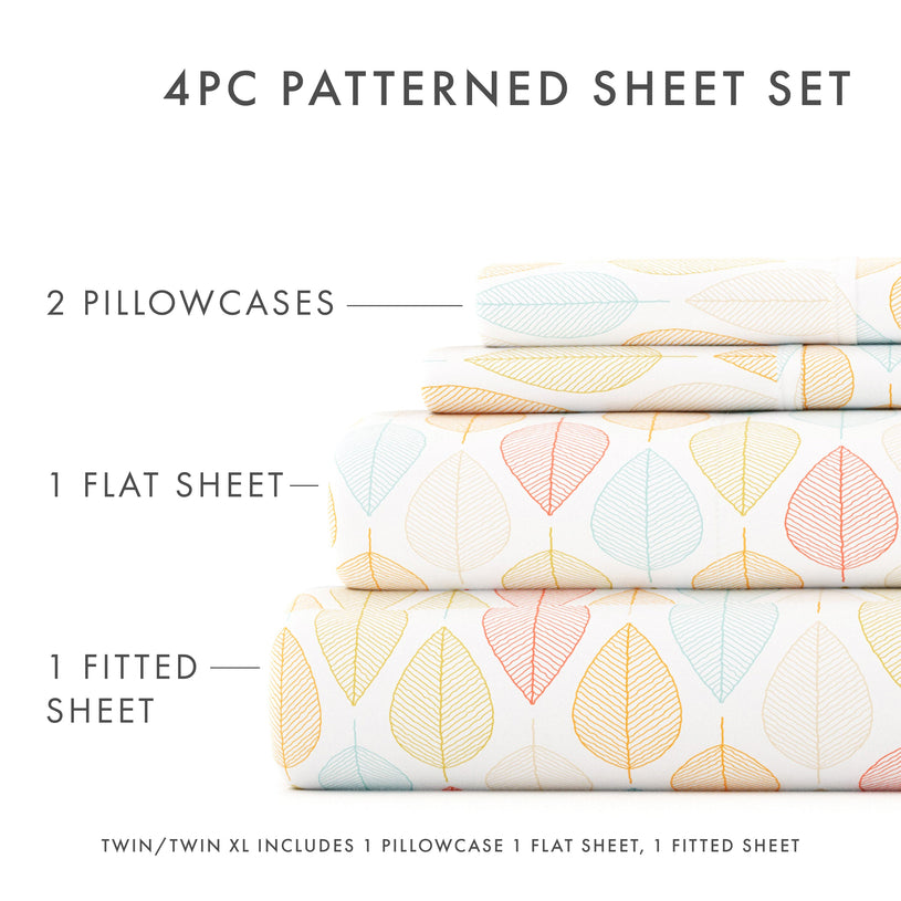 Leaf Pattern 4-Piece Sheet Set - Sale