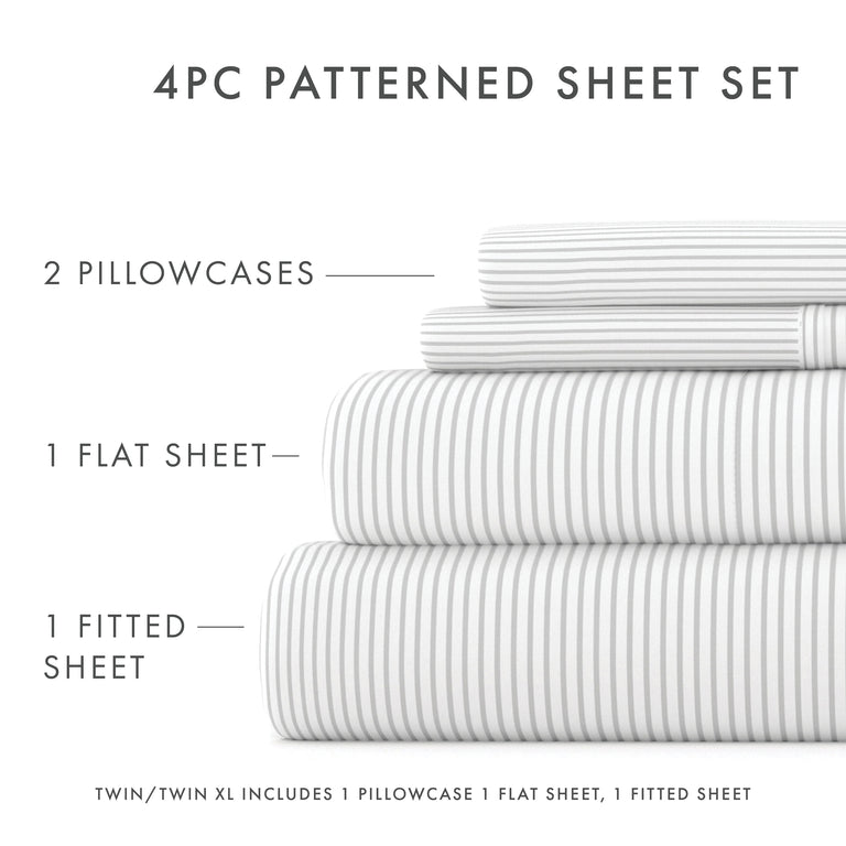 Buy Pinstriped Pattern 4-Piece Sheet Set | LINENS & HUTCH