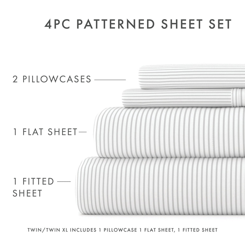 Pinstriped Pattern 4-Piece Sheet Set - Sale