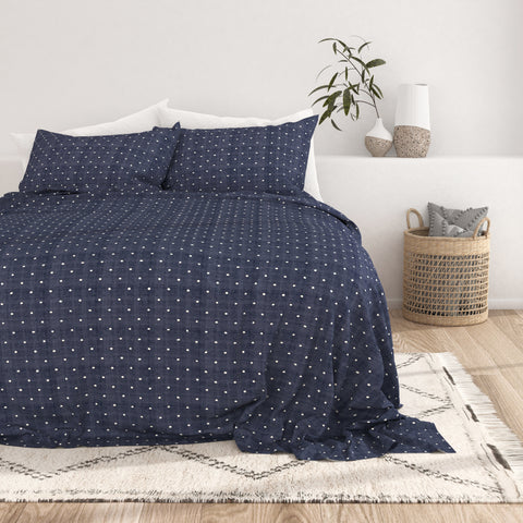 Heart & Home Premium Ultra Soft Printed Pattern 4 Piece Polka Dot Bed Sheet Set
