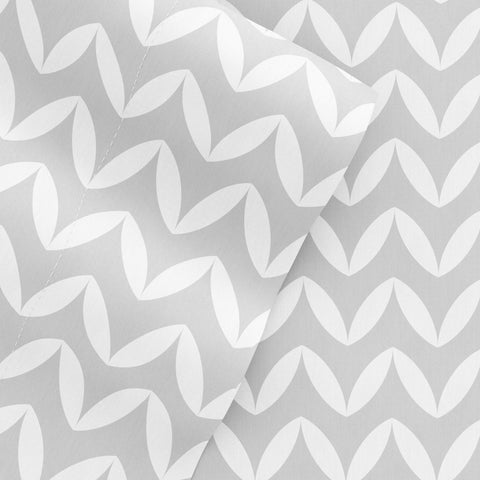 Light Gray, Puffed Chevron Pattern 4-Piece Sheet Set