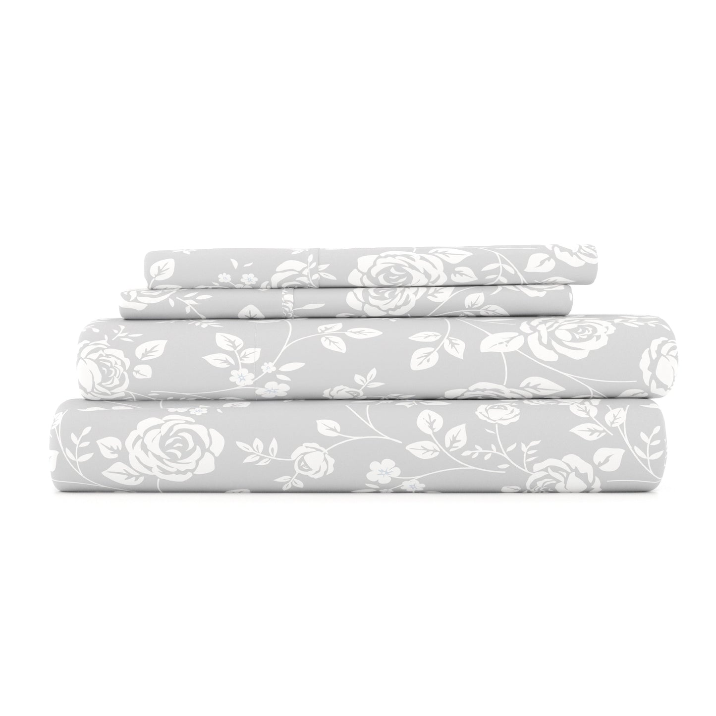 Rose Gray Pattern 4-Piece Sheet Set - Sale - Linens And Hutch