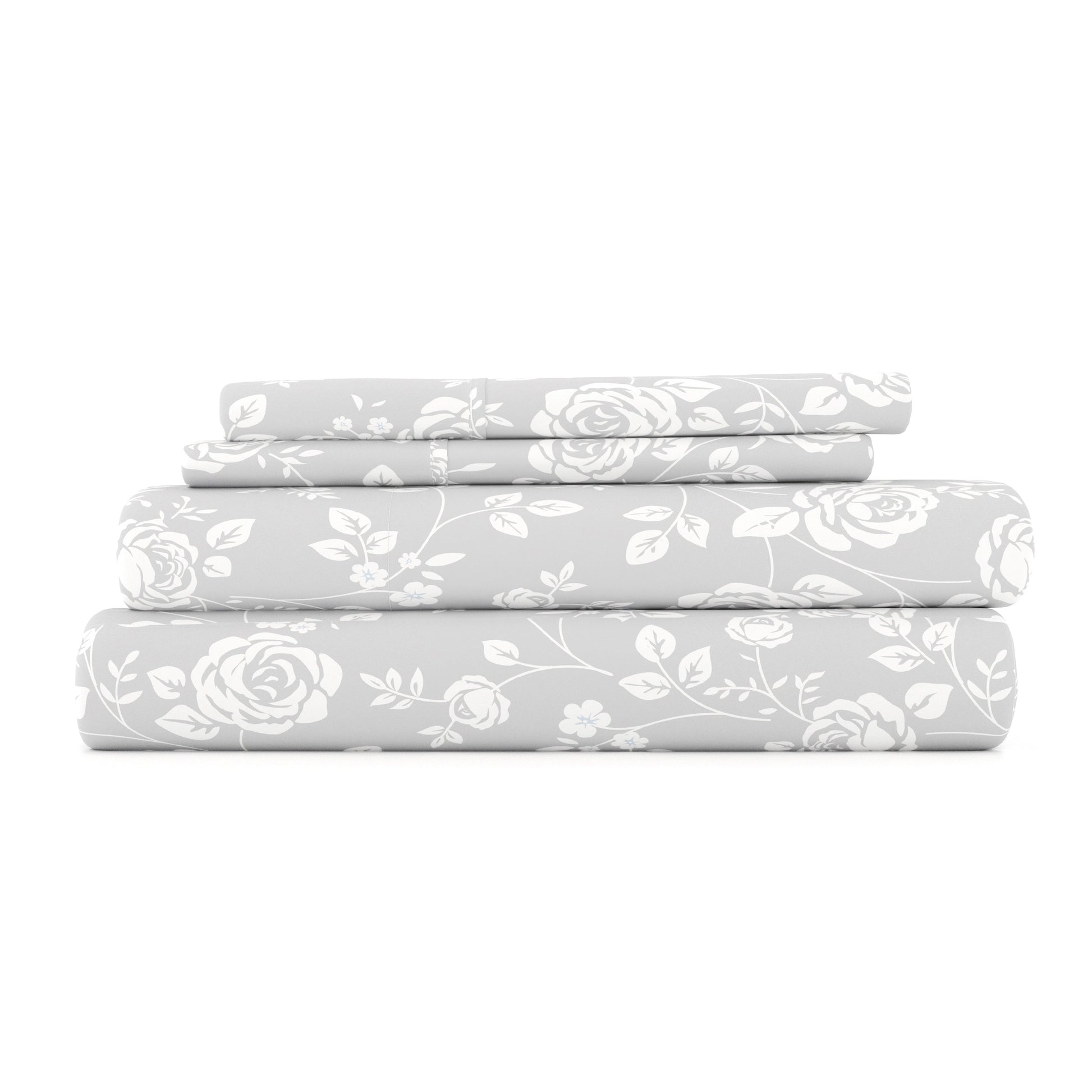 Rose Gray Pattern 4-Piece Sheet Set - Sale - Linens And Hutch
